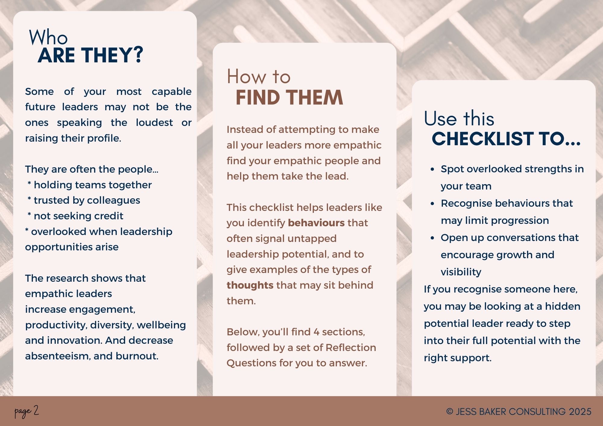 Empathic Leaders Behavioural Checklist & Insights Guide Jess Baker Psychologist